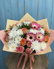 Букет цветов из:  Розы, Герберы и Хризантемы в Калтасы
