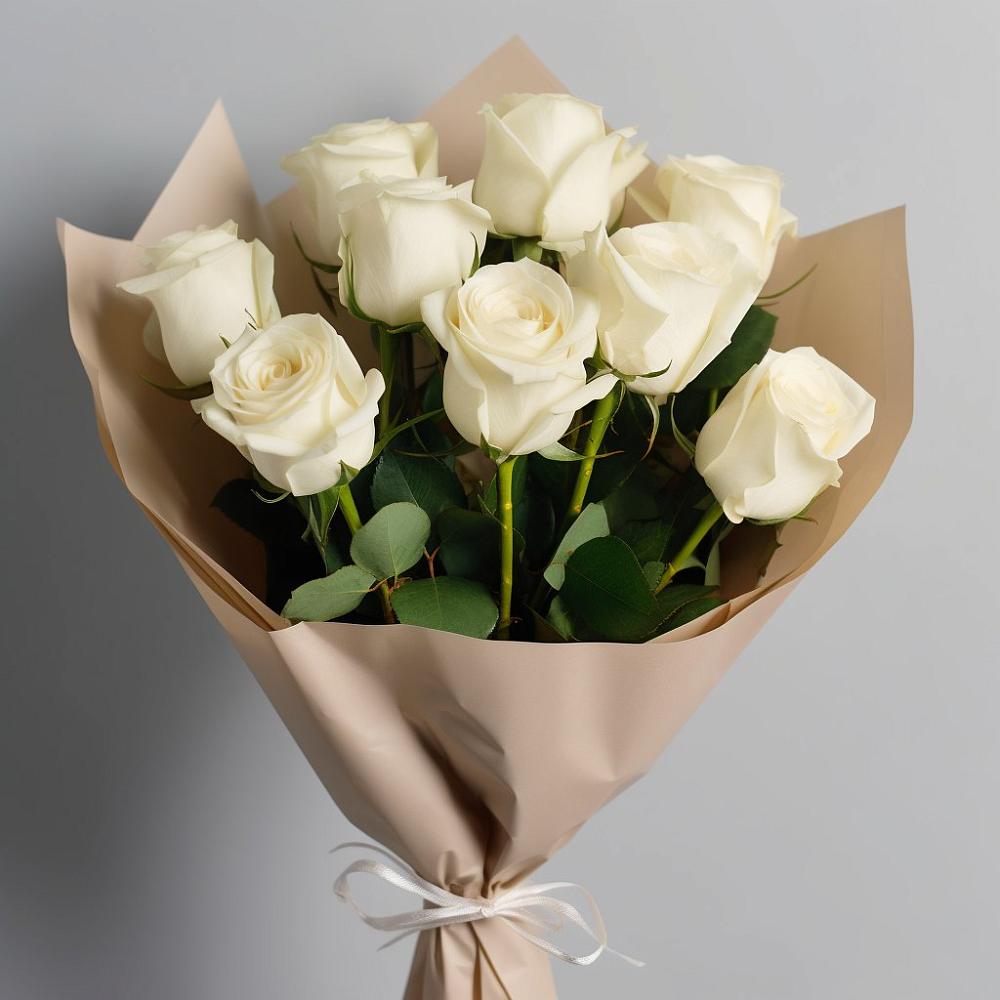 Букет 9 Белых роз Эдлесс Лав в Калтасы