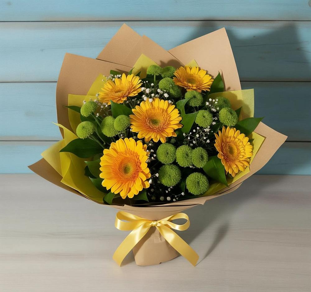 Букет цветов из: Герберы и Хризантемы в Калтасы