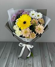 Букет цветов из:  Розы, Герберы и Хризантемы #REPLACE_PRED# Калтасы