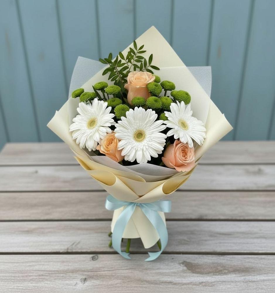 Букет цветов из: Герберы, Розы и Хризантемы в Калтасы