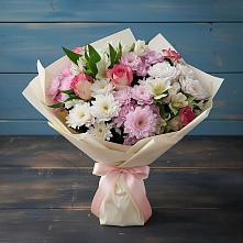 Букет цветов из:  Хризантемы, Альстромерии и Розы в Калтасы