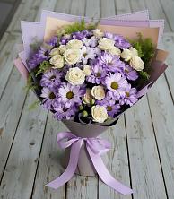 Букет цветов из:  Хризантемы и Розы в Калтасы